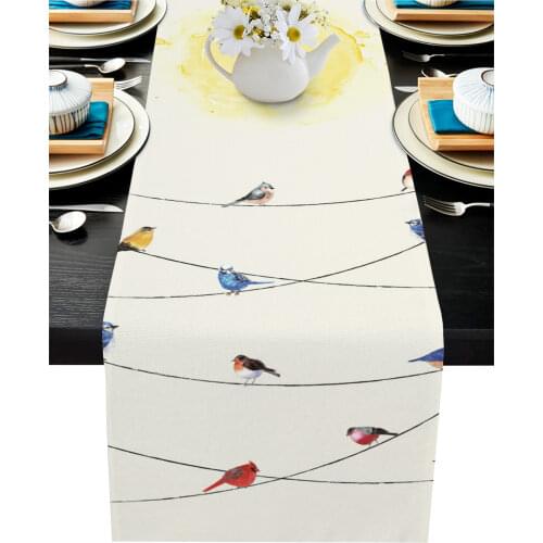 The Birds On The Wire Are Lovely Animals Table Runner Wedding Decor Table Cover Christmas Decoration Holiday Party Tablecloth