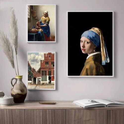 Girl with a Pearl Earring by Johannes Vermeer Gallery Wall Art Canvas Poster The Milkmaid Art Painting Prints Living Room Decor