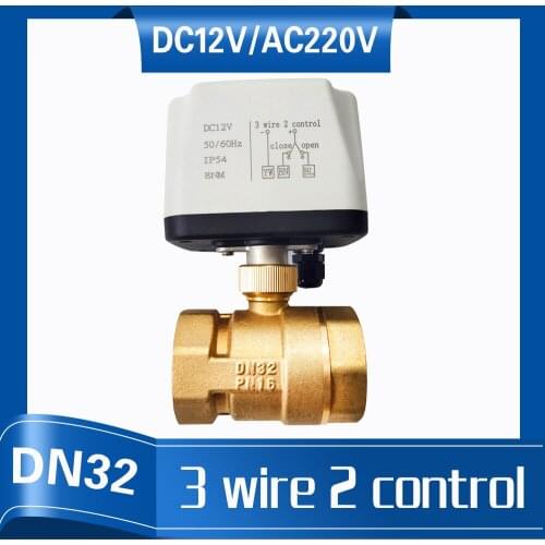 DN32 Electric Valve 3 Wires 2 Control 220V, 11/4" 2-WAY Brass Actuated Water Valve with 8Nm Actuator for Irrigation
