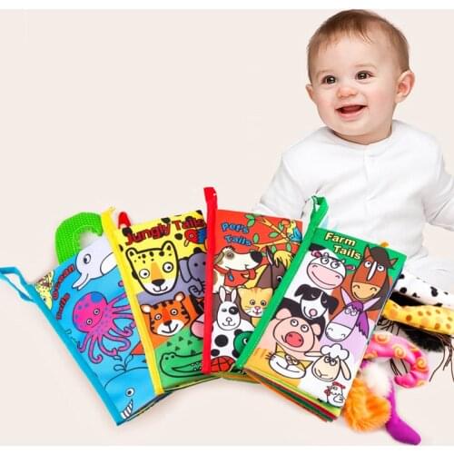 Infant Baby Book Educational Toys 3D Animal Tail Cloth Book For Kids Newborn Soft Fabric Activity Quiet Children Books 3+ Months