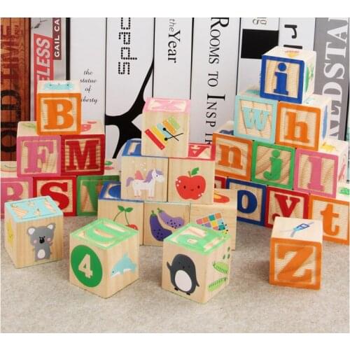 Hot Kids Montessori Alphabet Letters Digital Early Learning Resources Wooden ABC Cube Blocks Educational Toys Gifts For Children