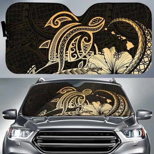 Advanced Design Turtle Pattern Golden Printed Fashion Front Windshield Sunshade Heat Reflector Car Sun Shade Windshield Sunshade