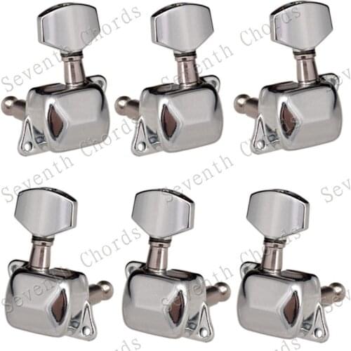 A set Chrome Inline Semiclosed Guitar Tuning Pegs keys Tuners Machine Heads for Electric Guitar accessories Small Square Button