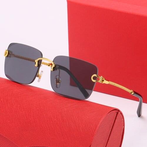 2021 New Rimless Rectangle Sunglasses Women Men Shades Brand Designer Gradient UV400 Retro Frameless Sunglasses TYJ-50