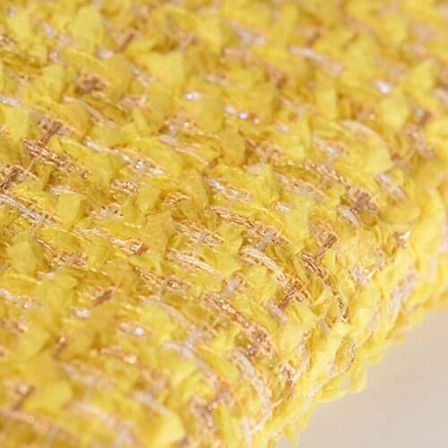 New product yellow rough woven soft fragrant fabric fashion fragrant style suit skirt fabric tissu tela sewing tissus stof плед