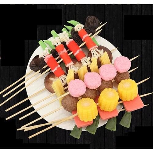 Fake food display props hotel restaurant store shop decor vegetables seafood meat Roast string kebabs kabob skewers model