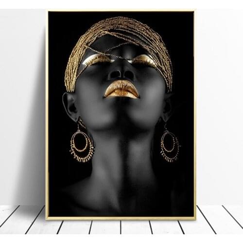 Modern Art Canvas Painting African Black Woman Posters and Prints Scandinavian Cuadros Wall Art Pictures for Room Decoration