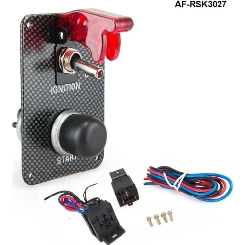 Carbon Fiber Race Car Ignition Accessory Engine Start Push Button Switch Panel AF-RSK3027
