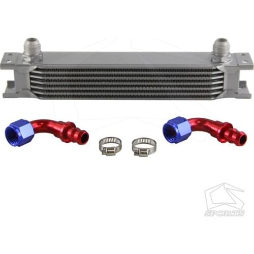 Universal 7 Row AN10 248mm Oil Cooler w/ Fittings Kit Silver