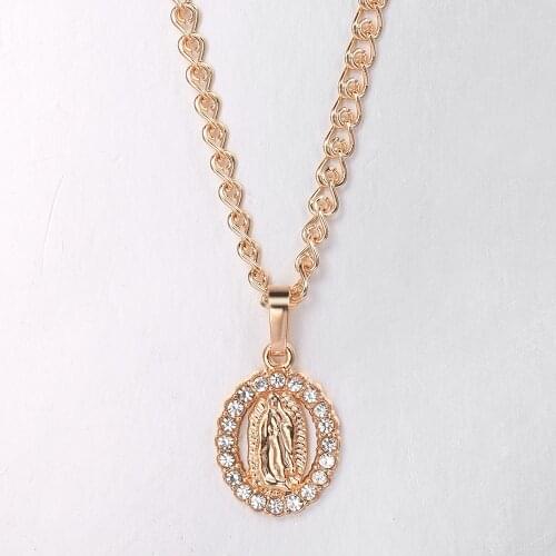 Vintage 585 Rose Gold Jesus Pendant Necklace For Women Girls CZ Pendant Snail Link Chain Necklace Prayer Charm Jewelry DGP438