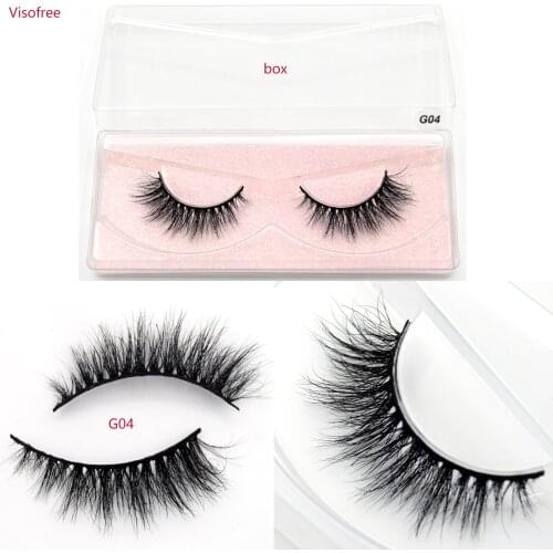 Visofree 3D Mink Lashes Reusable Make Up Eyelashes Fluffy Natural Long Mink Eyelashes Cruelty Free Lashes Black Band Lashes G04