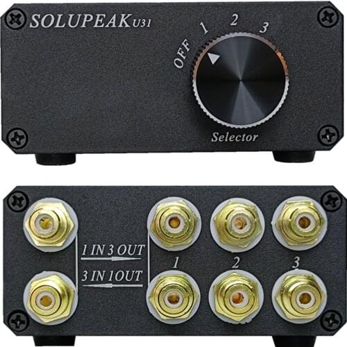 SOLUPEAK U31 1(3) IN 3(1) ways OUT RCA stereo audio Source signal switcher switch selector splitter schalter Distributor box