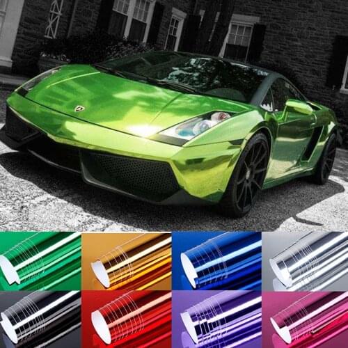 Hoge kwaliteit rekbaar Zilver chrome spiegel vinyl film Chroom zilver vinyl auto sticker door gratis verzending