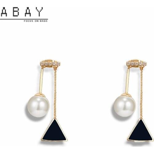 2020 New Long Pearl Earrings Women Triangle Personality Simple Versatile Temperament High Sense Fashion Female Ear Pendant Trend