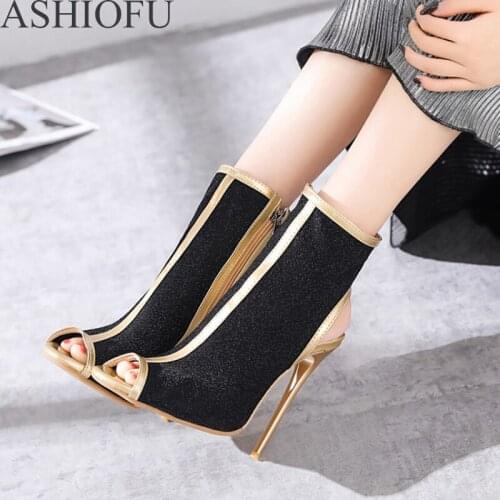ASHIOFU Classic New Womens Pumps Peep-toe Slingback Stiletto High Heel Dress Shoes Party Prom Fashion Evening Court Shoes 6color