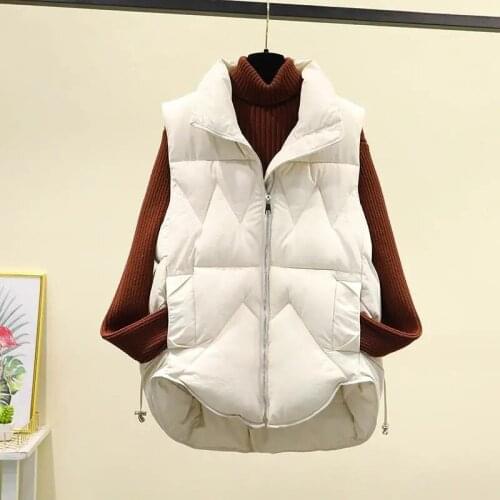 Plus Size 4XL Down Cotton Vest Women Autumn Winter Jacket 2021 NEW Korean Loose All-match Sleeveless Waistcoat Female Vests Tops