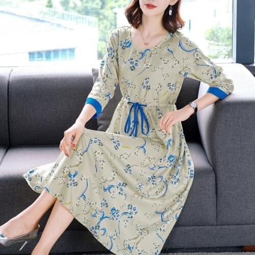 2021 Spring Vintage Print 3XL Plus Size Midi Dresses Autumn Casual Floral Cotton Linen Dress Women Elegant Bodycon Party Vestido