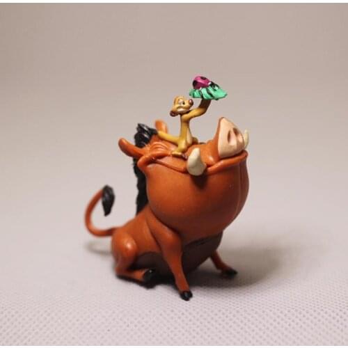 1PCS 7.5cm Disney Pumbaa Timon wild boar fox mongoose cartoon animal friends hand made model ornaments