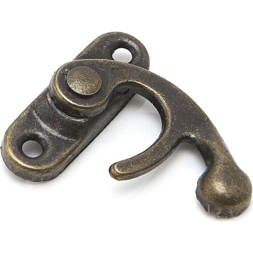 10x Antique Metal Catch Curved Buckle Horn Lock Clasp Hook Gift Jewelry Box Padlock