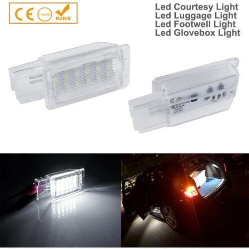 2Pcs LED Trunk Luggage Footwell Under Door Lights Glove Box Lamps For Buick Allure Enclave Encore Envision Lacrossr Regal Verano