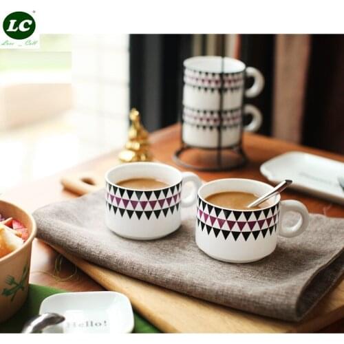 4pcs Coffee Cup Set Simple Afternoon Tea Set Funny Mugs Creative Ceramic Red Tea Cup Coffee Mug Set travel Mug Coffee Set
