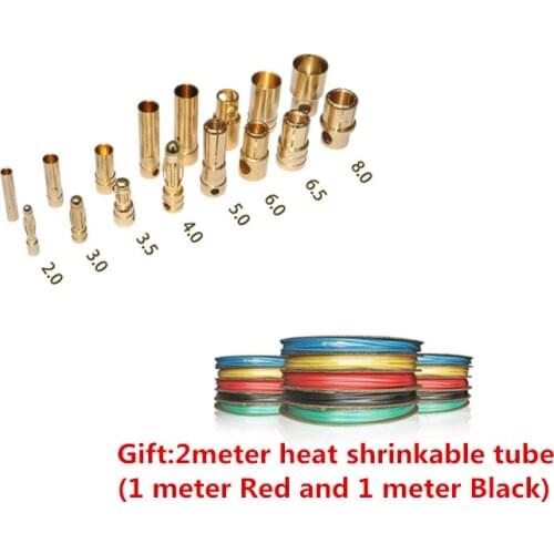 40PCS/20PAIRS 2.0MM 3.5MM 4.0MM 6.0MM 8.0MM Gold Bullet Connector Plug For RC Airplane Drone Battery ESC Motor Male Female