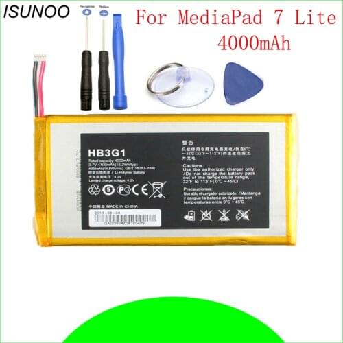 ISUNOO 4000mAh HB3G1HB3G1H Battery for Huawei MediaPad tablet battery HB3G1H HB3G1 s7-301u 301w 302 303 Battery With Tools