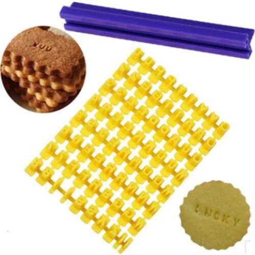 Alphabet Letter Number Cookie Press Stamp Embosser Cutter Fondant Mould Cake Baking Molds Tools Round Cutter Stencil Cookies Set