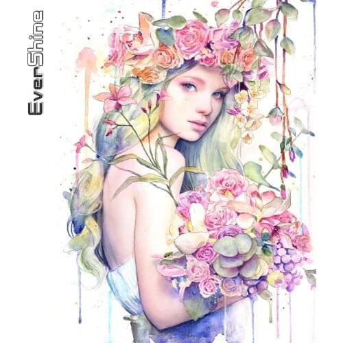 Evershine Diamond Painting Portrait Picture Of Rhinestone 5D DIY Diamond Embroidery Girl Cross Stitch Mosaic Flower Wall Art