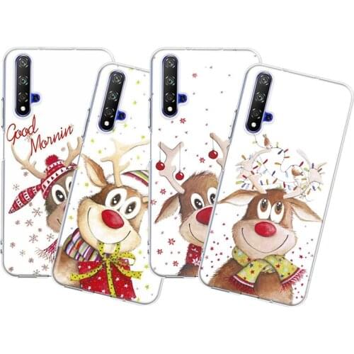 Christmas Cartoon Moose Cover For Huawei Honor 30i 30S 30 20S 20 V20 10i 10X 10 9A 9S 9C 9X Pro Lite Phone Case