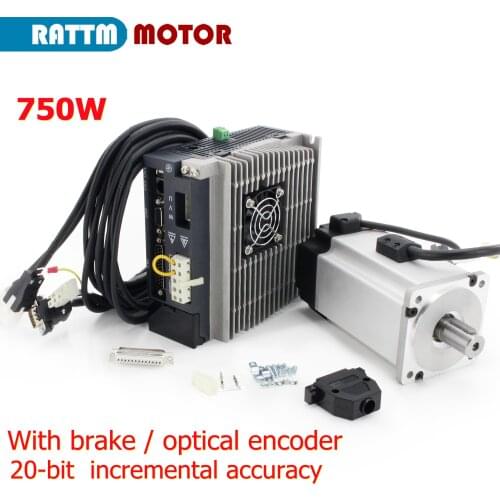 CNC AC Servo Motor Kit Set 750W 0.75KW 80F-0230TBL-Z 2.39N.m 3000rpm + Matched Driver 20 BIT incremental encoder & Brake 220V