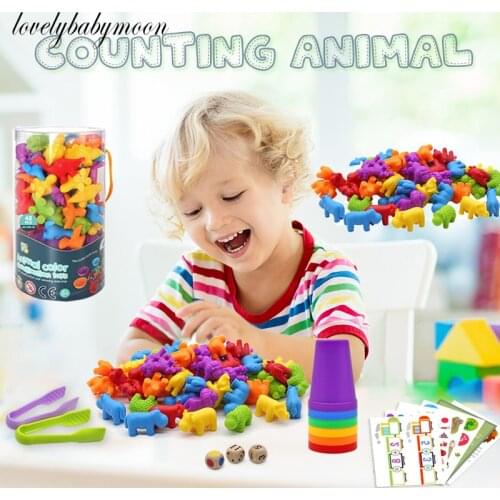 Kid Rainbow Matching Game Animal Cognition Rainbow Color Sort Fine Motor Training Montessori Sensory Education Puzzle Toy Gift