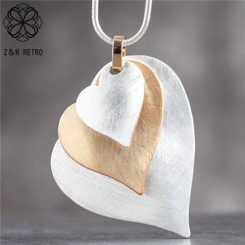 Love Heart Long Necklace for Women Jewelry Rope Chain Alloy Suspension Jewellery collar Choker Chains necklaces & pendants 2020