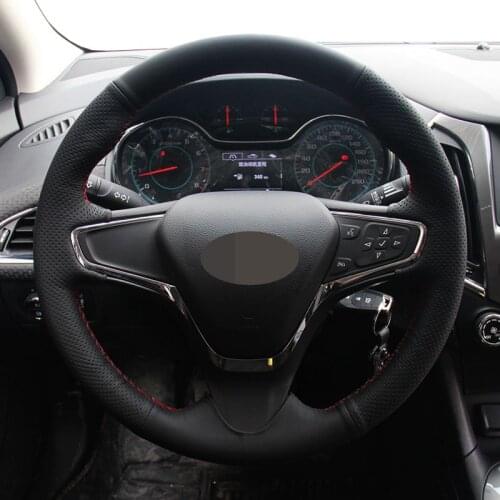 For Chevrolet Cruze 2015 Volt 2016 2017 New Cruze Black Genuine Leather Car Steering Wheel Cover