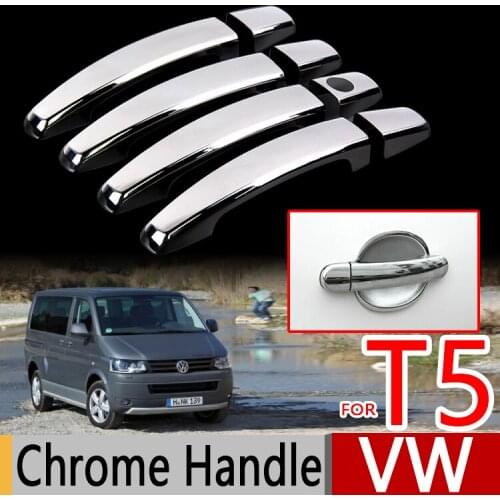 For VW T5 2003-2009 Chrome Door Handle Covers Trim Set Volkswagen Transporter Multivan Car Accessories Car Styling TDI FSI TSI
