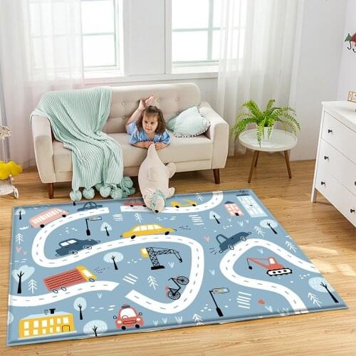 Dropshipping Baby Mat Children Flannel Carpet Non-slip Childrens Carpet Living Room Bedroom Car Road Game Carpet Mat
