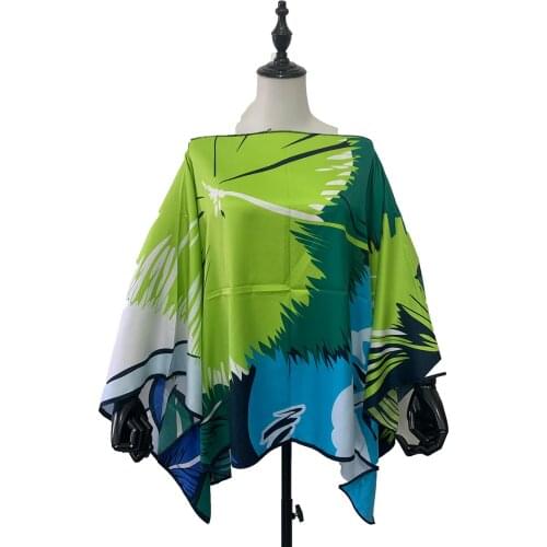 Европейская одежда Free Size Beautiful Leaf Pattern BouBou Top Dress Popular Thailand Holiday Beach Silk Kaftan Top Dress