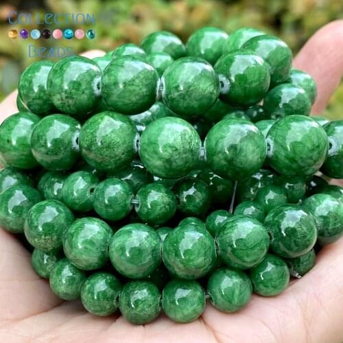 6/8/10/12mm Natural Stone Green ​Angelite Jades Round Spacer Loose Beads For Jewelry Making DIY Bracelets Accessories 15