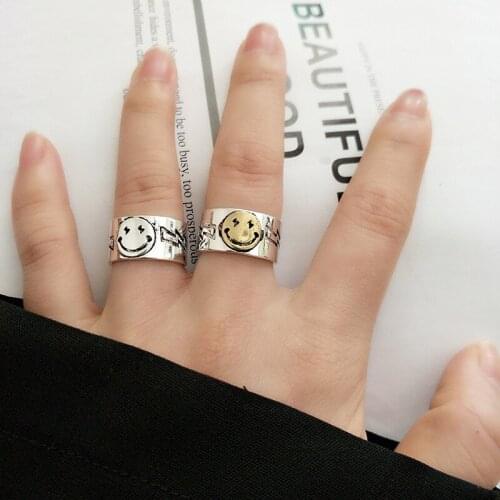 Personality Boho Smile Face Rings For Women Charm Wedding Jewelry Adjustable Antique Finger Ring Anillos 2021