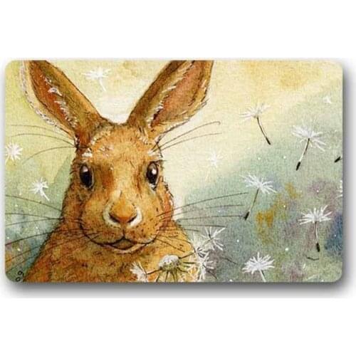Washable Door Mat Rabbit Indoor/Outdoor Decor Rug 30(L) x 18(W) Inch