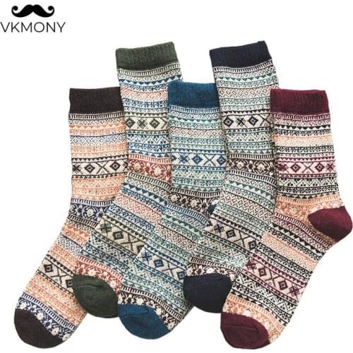 Men winter socks Wool warm man socks Small diamond pattern men socks winter thick socks VKMONY