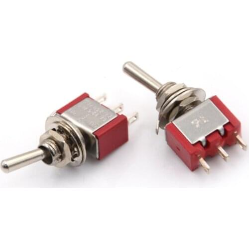 Newest 2pcs/lot Red 3 Pin ON-OFF-ON 3 Position SPDT Mini Momentary Toggle Switch 2A 250VAC / 5A 120VAC Low Price