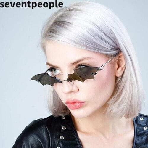New Fashion Bat Sunglasses Women Retro Rimless Sun Glasses Men Luxury Brand Designer Small Frameless Sunglass 2020 High Quality