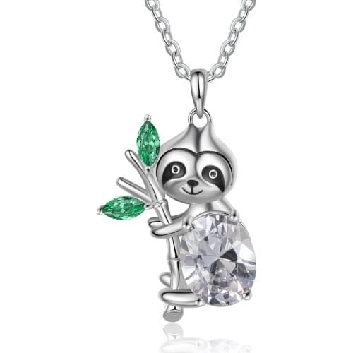 Koala Necklaces Pendants with Zircon Silver Color Womens Neck Chain Choker Fashion Necklace Jewelry on The Neck for Women 2021