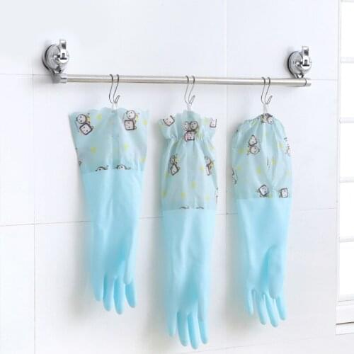 Long Sleeve Cleaning Gloves Durable Rubber Dishs Washing Household Waterproof Velvet Gloves Silicon Cleaning Gloves Kitchen Pair