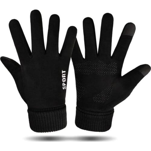 Winter Gloves For Men Faux Suede Touch Screen Gloves Mittens Man winter Outdoor Thick Warm Cycling Driving Non-slip Ski Glove
