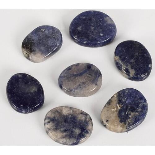 Natural Sodalite 25x22x5 MM Palm Worry Stone Tumbled Chip Crystal Reiki Quartz Healing Chakra Aventurine Mineral Home Hecoration