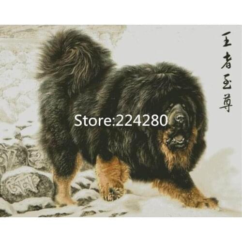 Needlework,Cross stitch,14CT Unprinted The Tibetan mastiff King Animal Embroidery kit Art Cross-Stitching,DIY Handmade decor