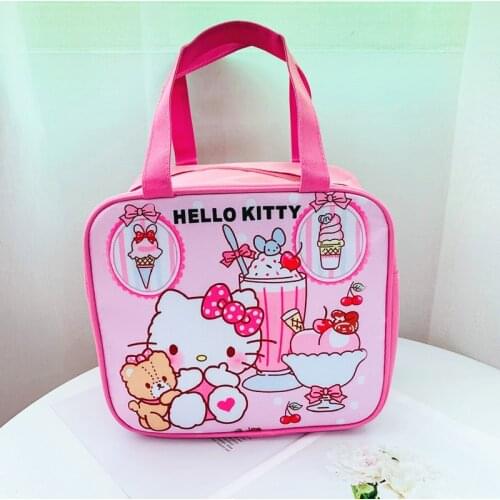 Sanrio Hello Kitty student lunch box bag big portable lunch box bag Melody lunch bag thermal insulation cold handbag
