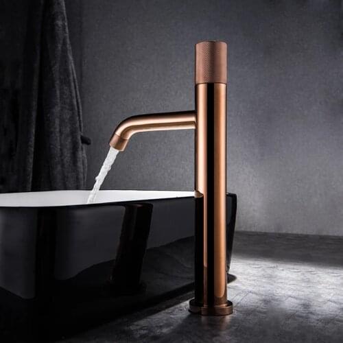 Tuqiu Bathroom Faucet Rose Gold Brass Bathroom Basin Faucet Cold And Hot Water Mixer Sink Tap Deck Mounted Black Tap